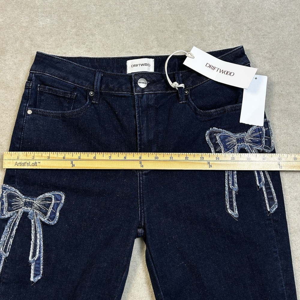 Driftwood Farrah Embroidered Flare Jeans Women's 28x32.5 Bows Denim Stretch - Picture 7 of 10